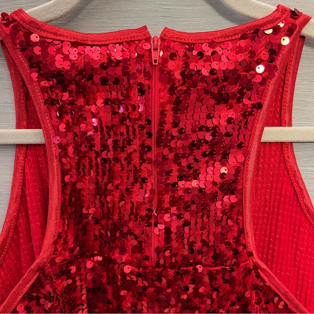 Balera Dance Wear Red Sequined Open‎ Razor Back Tank Top Large GC - Picture 6 of 8